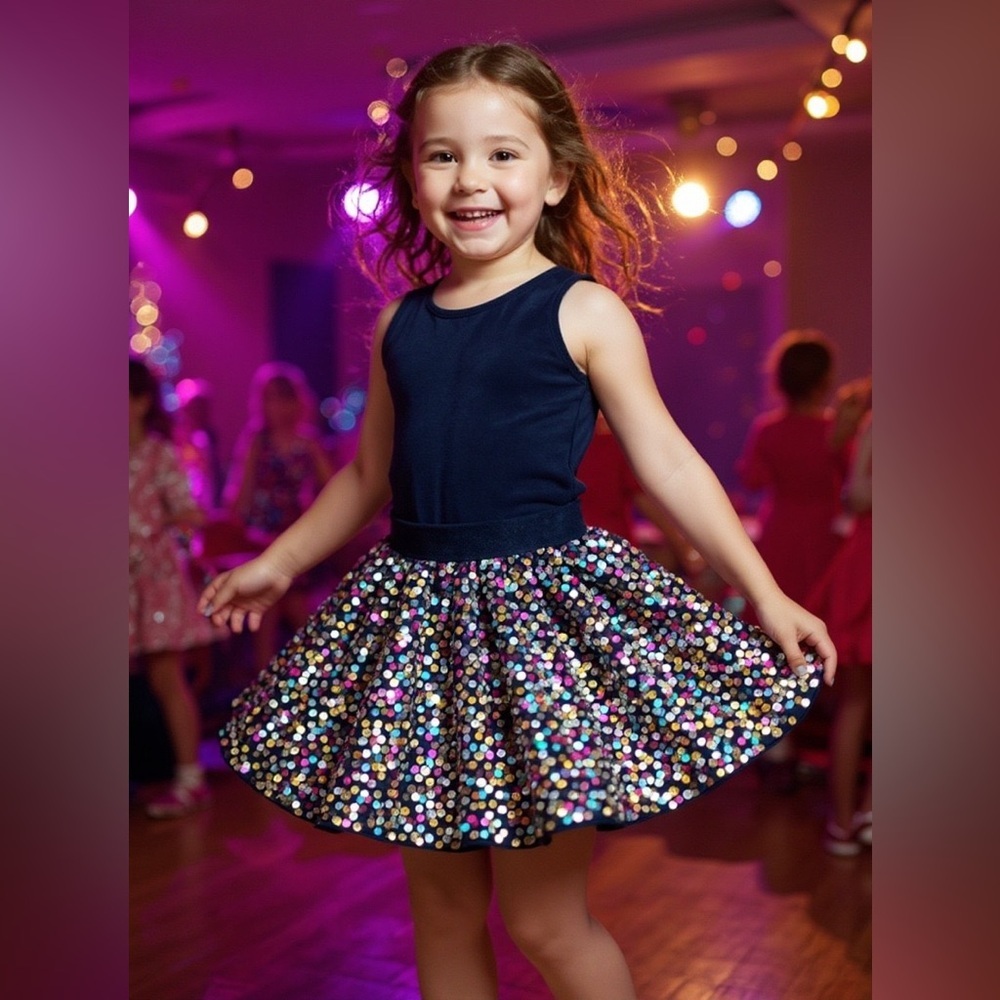 Garanimals 365 Kids Navy Multicolor Sequin Skirt Size 7 NWT